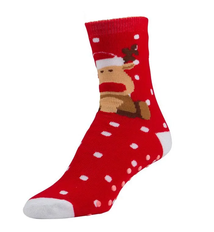12 Pairs of Women's Christmas Non-Skid Colorful Holiday Socks (Sock Size 9-11)