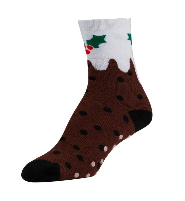 12 Pairs of Women's Christmas Non-Skid Colorful Holiday Socks (Sock Size 9-11)