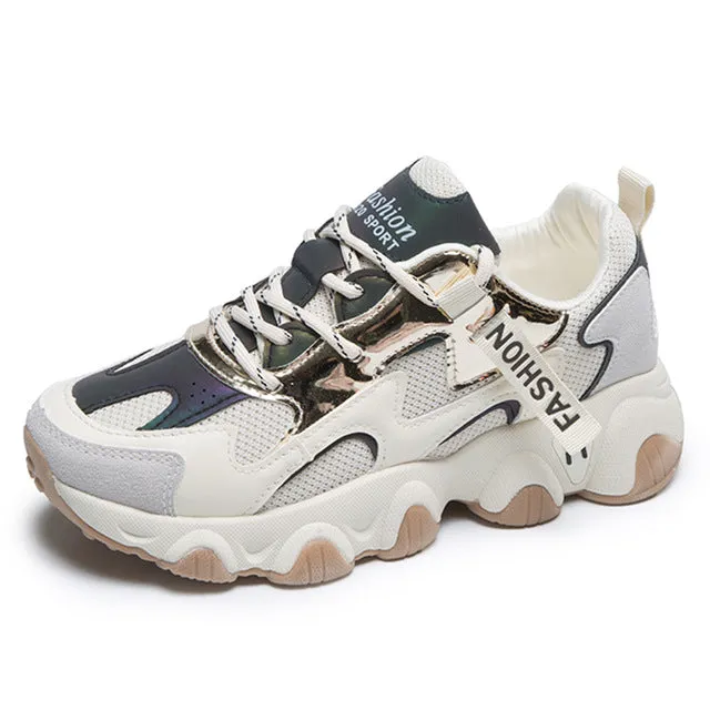 2020 Summer Women Reflective Chunky Sneakers