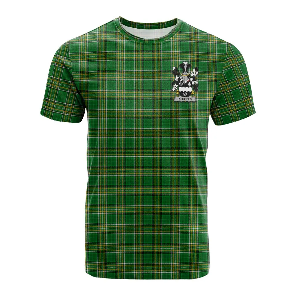Ashfield Irish Clan Tartan Cotton T-shirt with Coat of Arms