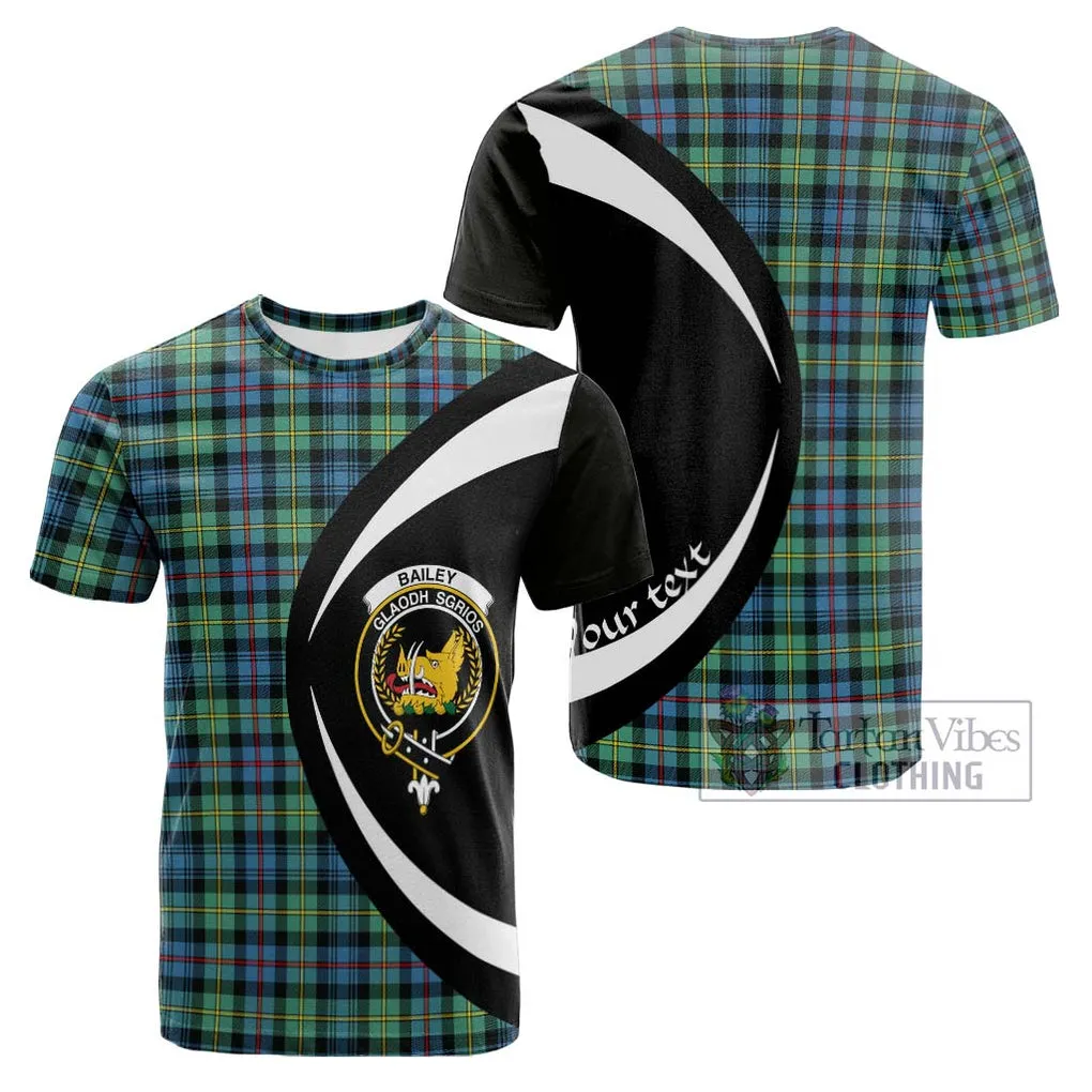 Bailey Ancient Tartan Cotton T-shirt with Family Crest Circle Style