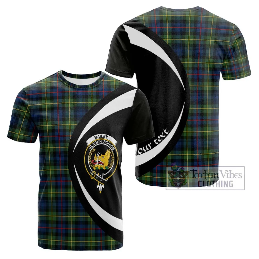 Bailey Modern Tartan Cotton T-shirt with Family Crest Circle Style
