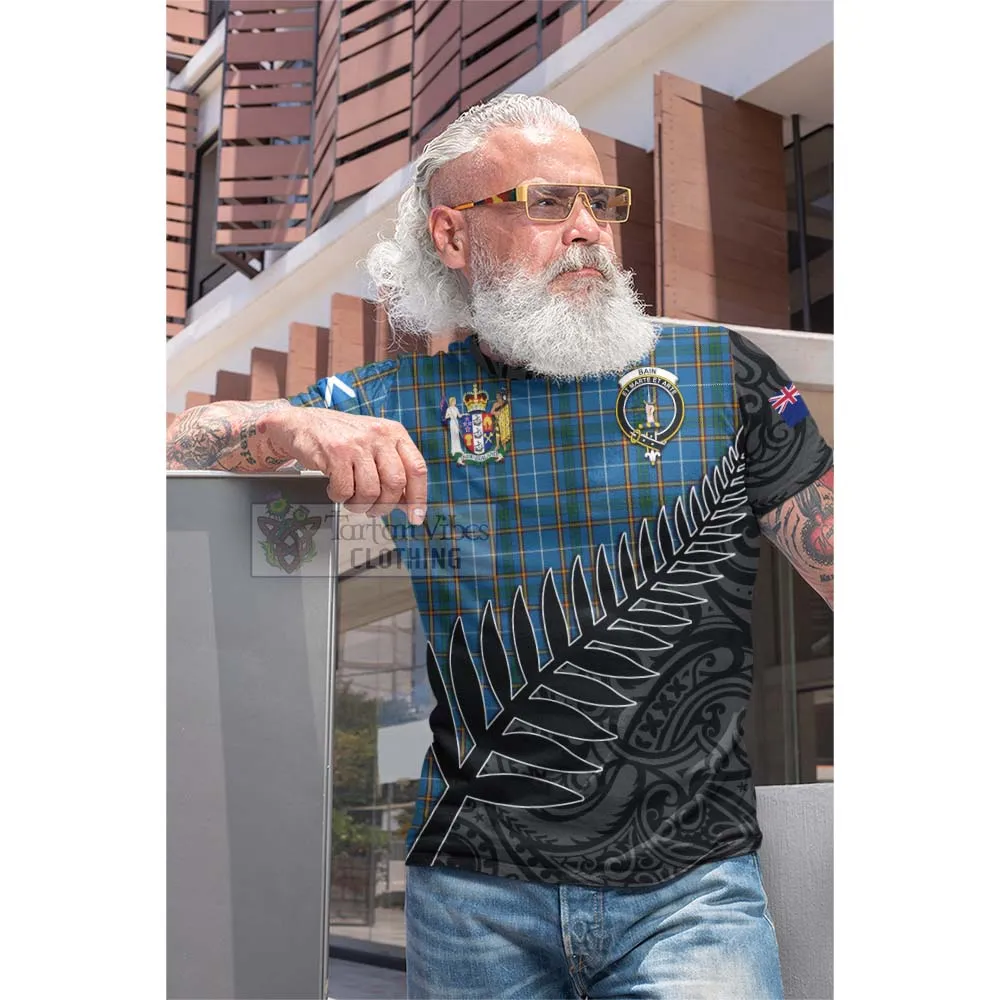 Bain Crest Tartan Cotton T-shirt with New Zealand Silver Fern Half Style
