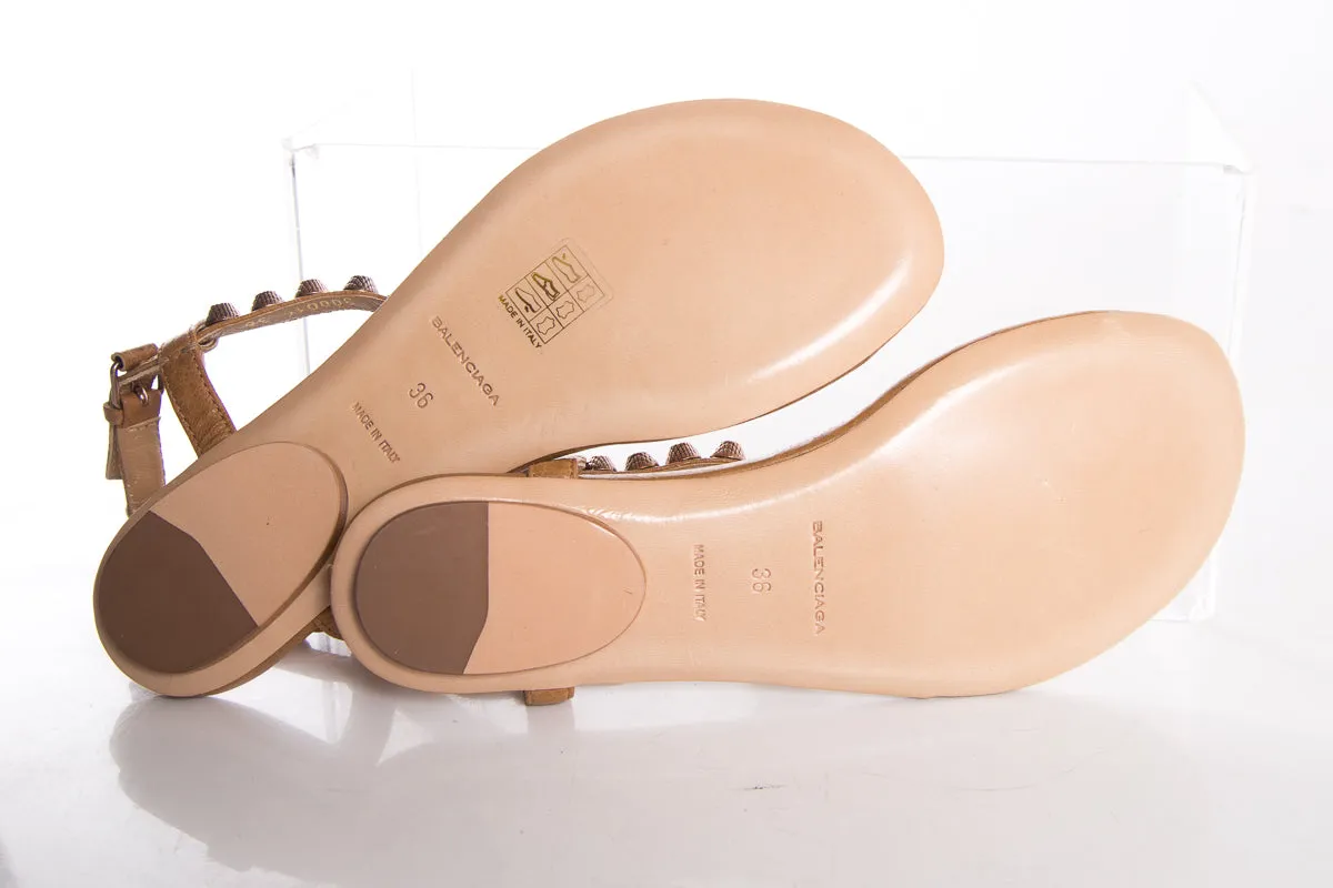 Balenciaga Tan T-Strap Sandals SZ 36