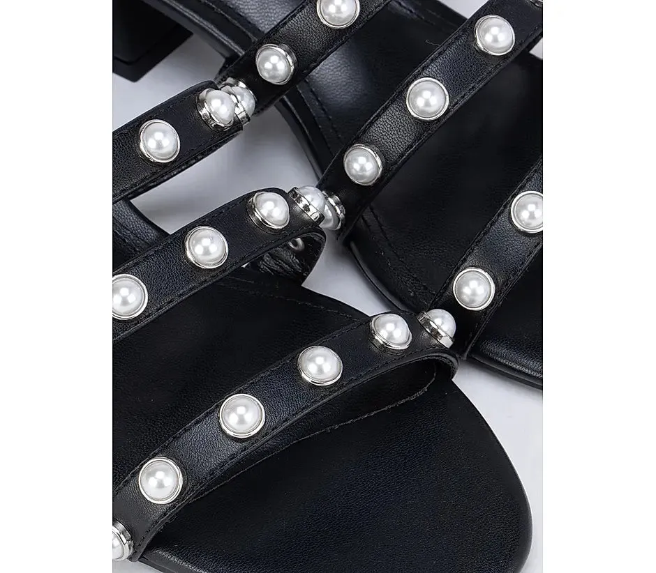 Black Studded Strappy Heels