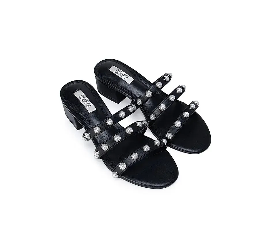 Black Studded Strappy Heels