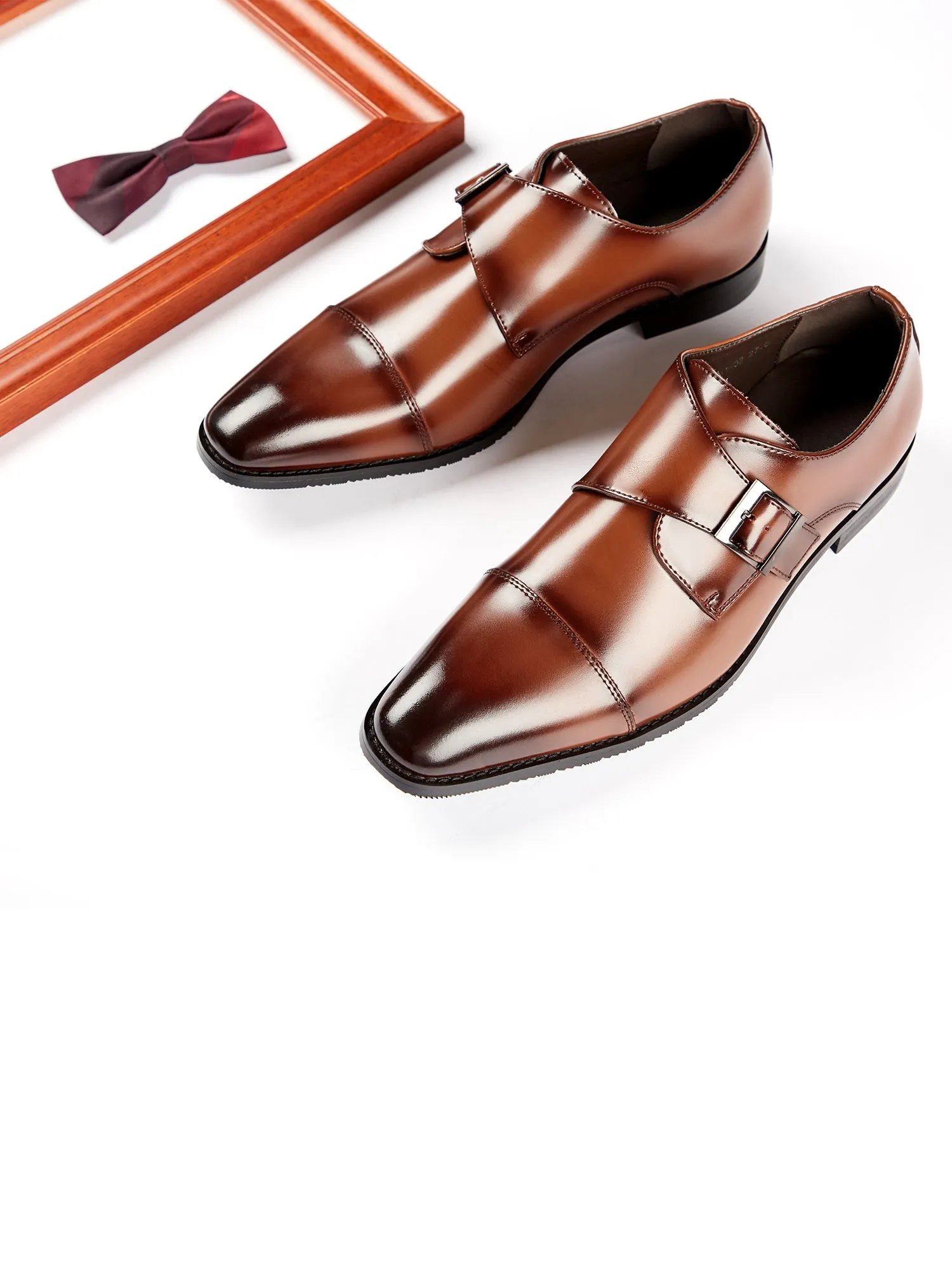 Cap Toe Monk Strap Formal Leather Shoes