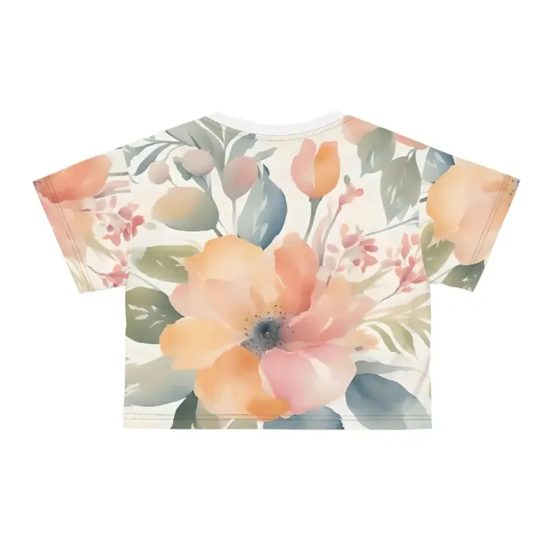 Chic Crop Tee with Soft Color Pastel Flowers