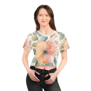 Chic Crop Tee with Soft Color Pastel Flowers