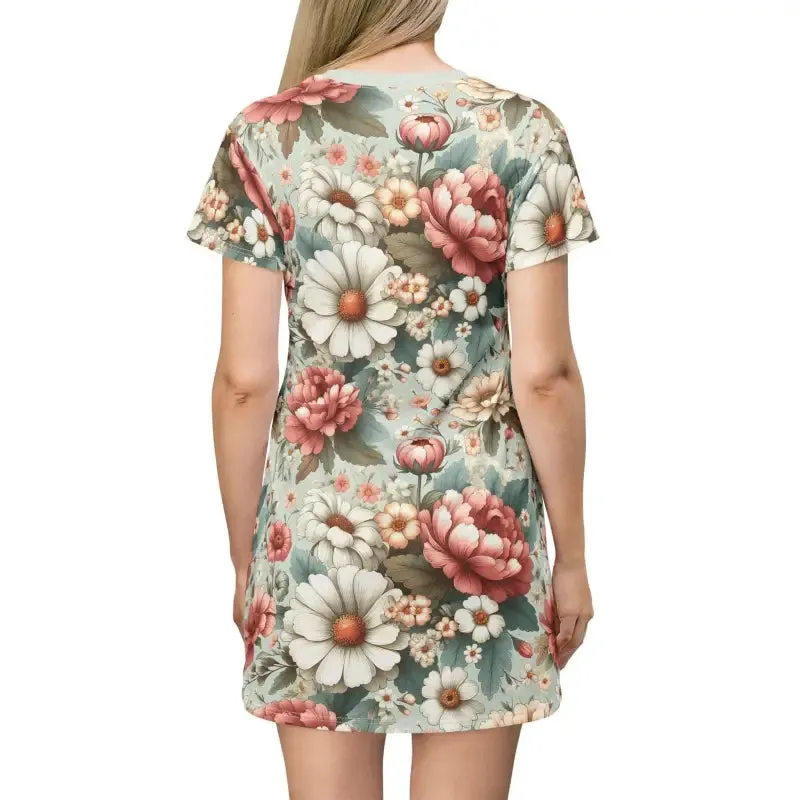 Chic t Shirt Dress with White Flowers