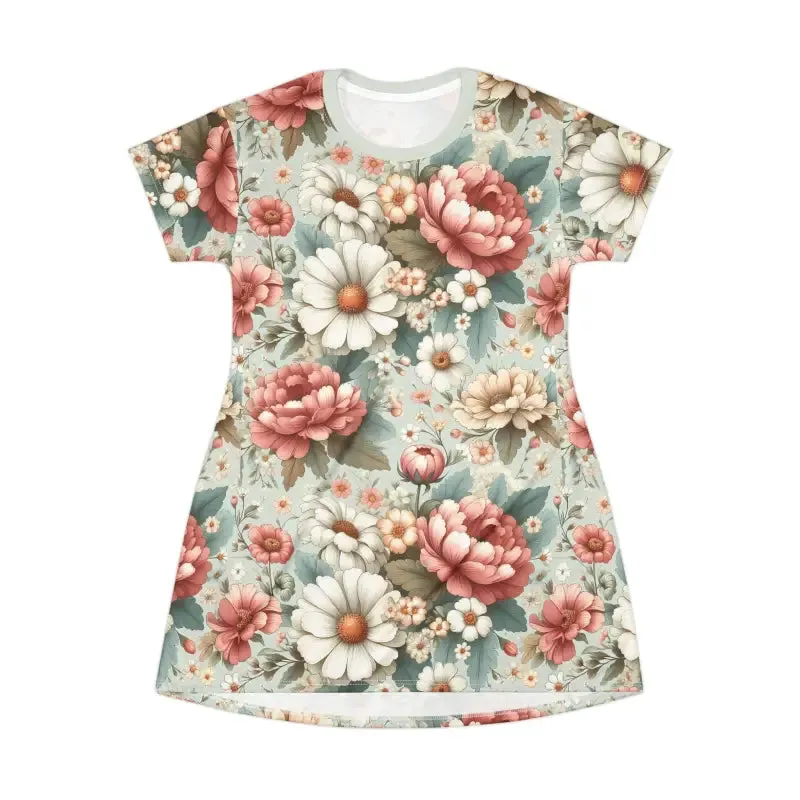 Chic t Shirt Dress with White Flowers