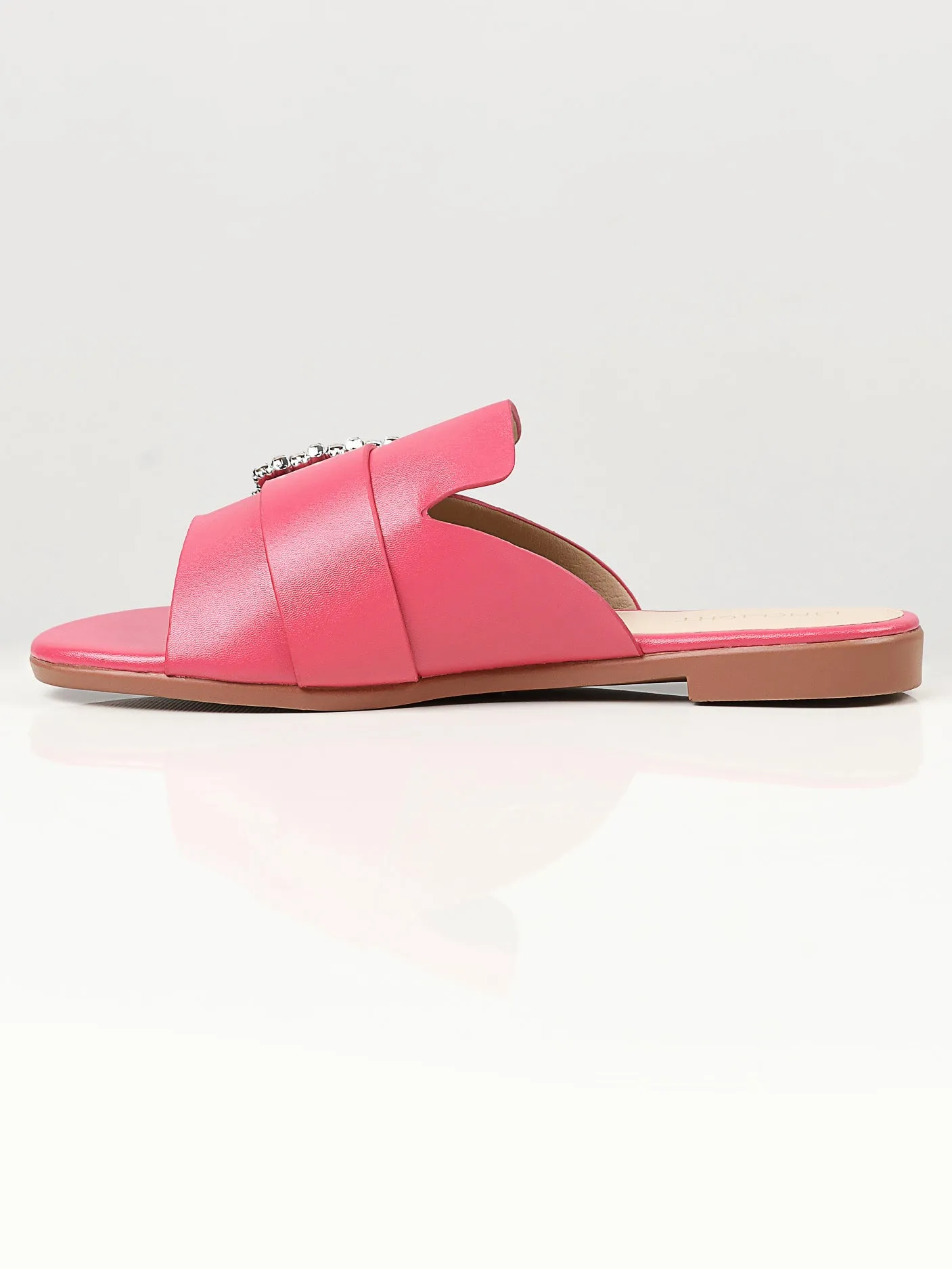 Crystal Buckle Flats - Shocking Pink