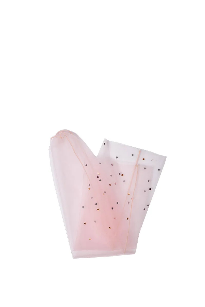 Crystal-embellished Tulle Socks - Pink