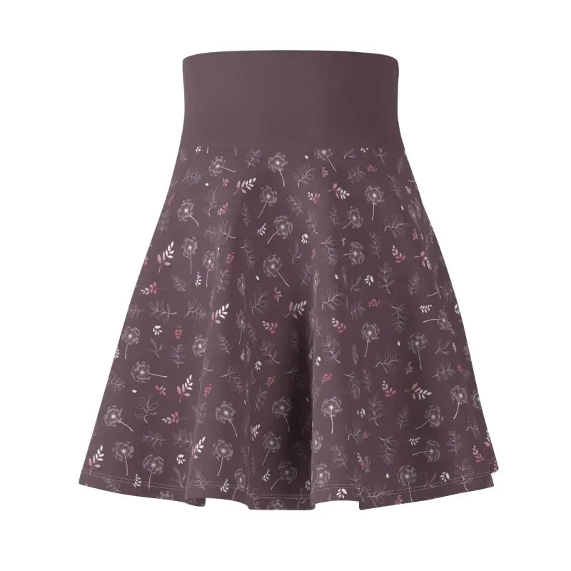 Dandelions on Mauve Womens Skater Skirt