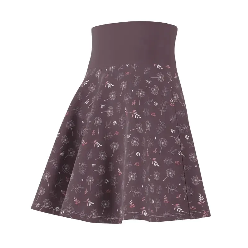 Dandelions on Mauve Womens Skater Skirt