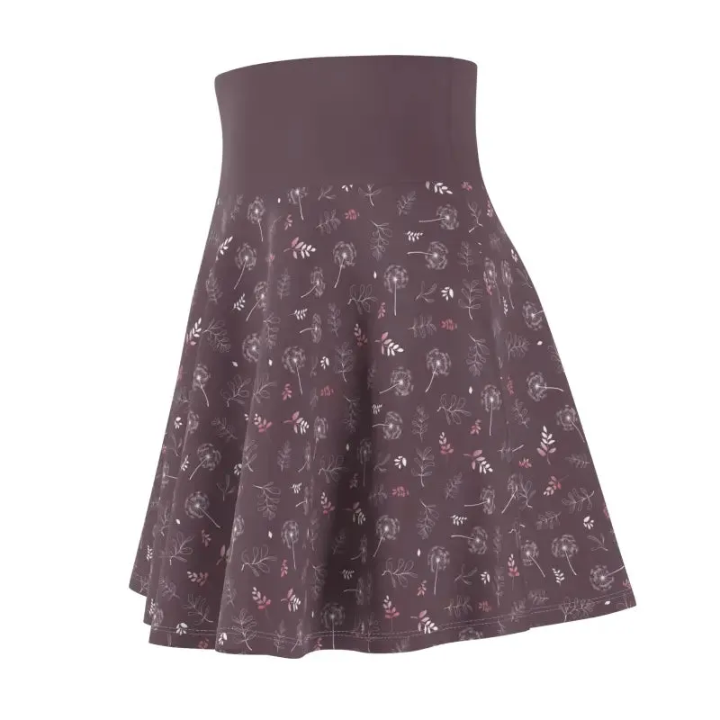 Dandelions on Mauve Womens Skater Skirt