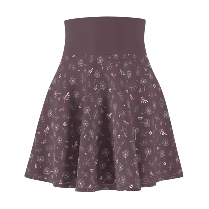 Dandelions on Mauve Womens Skater Skirt