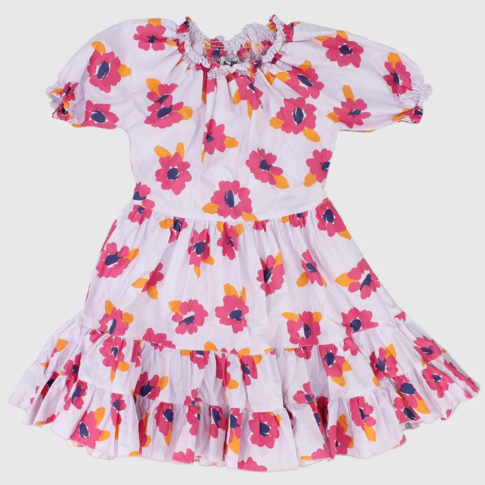 Flowery Short-Sleeved Dress