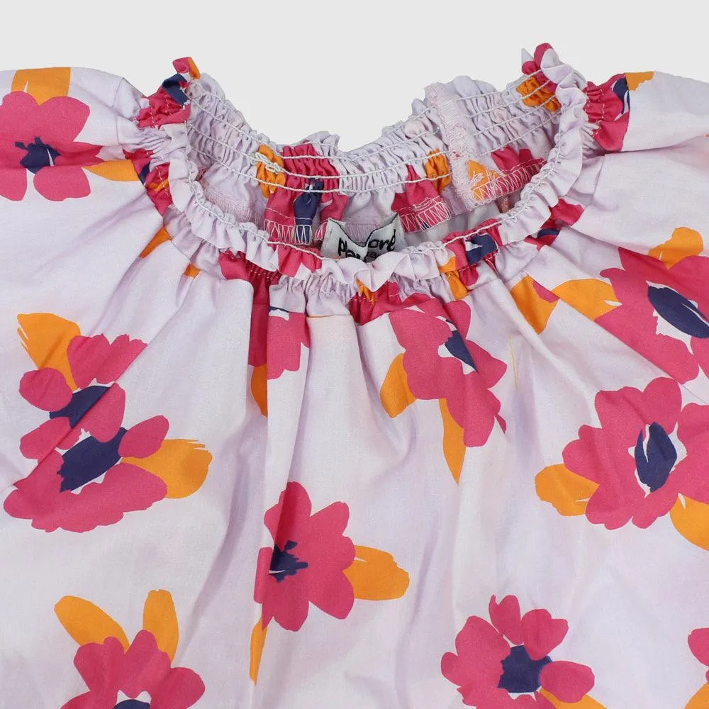 Flowery Short-Sleeved Dress
