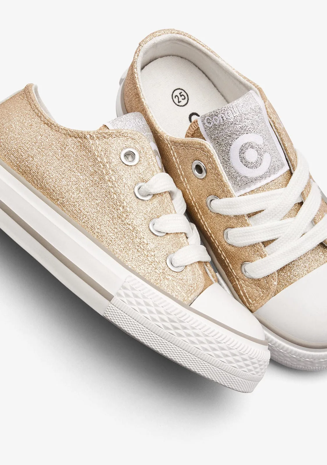 Gold Glitter Low Sneakers