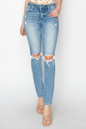 Heather High Rise Distressed Knee Skinny Jeans