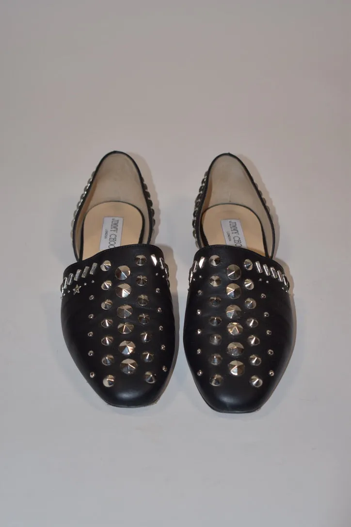 Jimmy Choo D'Orsay Studded Leather Flats (Size 39.5)