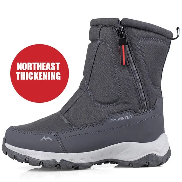 Large Size Winter Men's Boots – Warm Plush Ankle Boots, Sweat-Wicking High-Top Snow Boots, Outdoor Sneakers for Men
