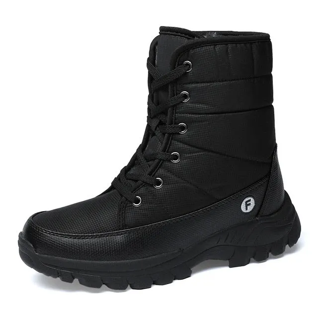 Large Size Winter Men's Boots – Warm Plush Ankle Boots, Sweat-Wicking High-Top Snow Boots, Outdoor Sneakers for Men