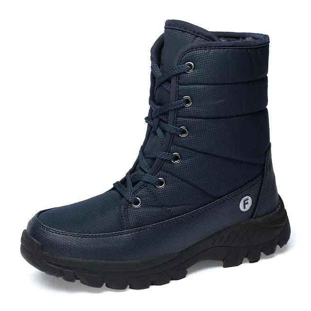 Large Size Winter Men's Boots – Warm Plush Ankle Boots, Sweat-Wicking High-Top Snow Boots, Outdoor Sneakers for Men