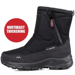Large Size Winter Men's Boots – Warm Plush Ankle Boots, Sweat-Wicking High-Top Snow Boots, Outdoor Sneakers for Men