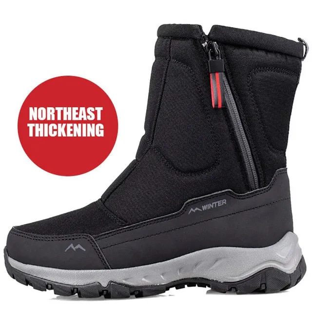 Large Size Winter Men's Boots – Warm Plush Ankle Boots, Sweat-Wicking High-Top Snow Boots, Outdoor Sneakers for Men