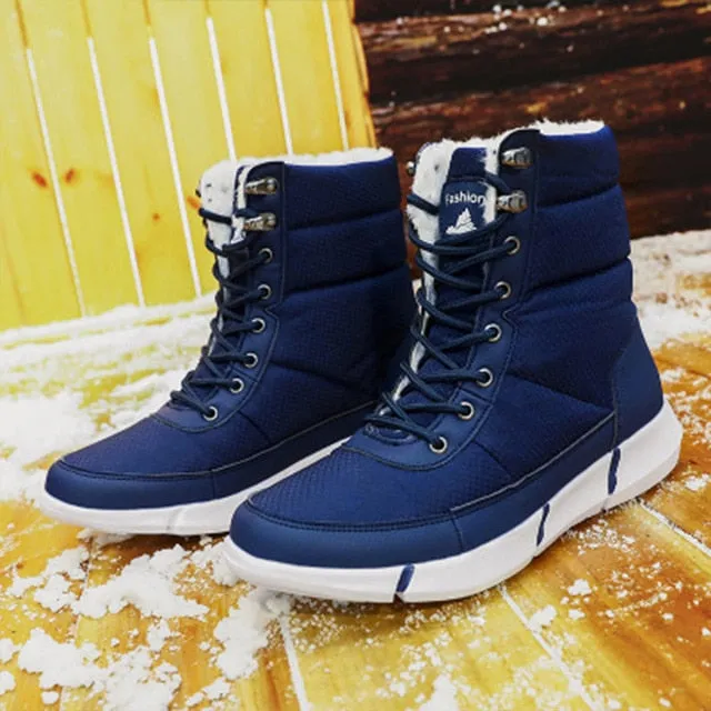 Large Size Winter Men's Boots – Warm Plush Ankle Boots, Sweat-Wicking High-Top Snow Boots, Outdoor Sneakers for Men