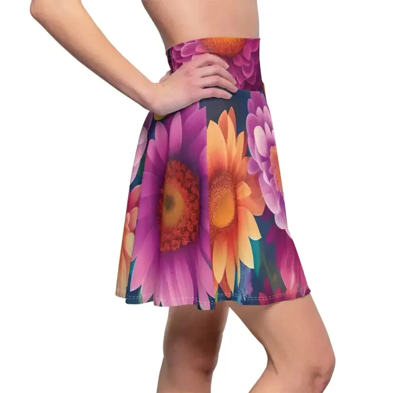 Large Vibrant Floral Skater Skirt for Women