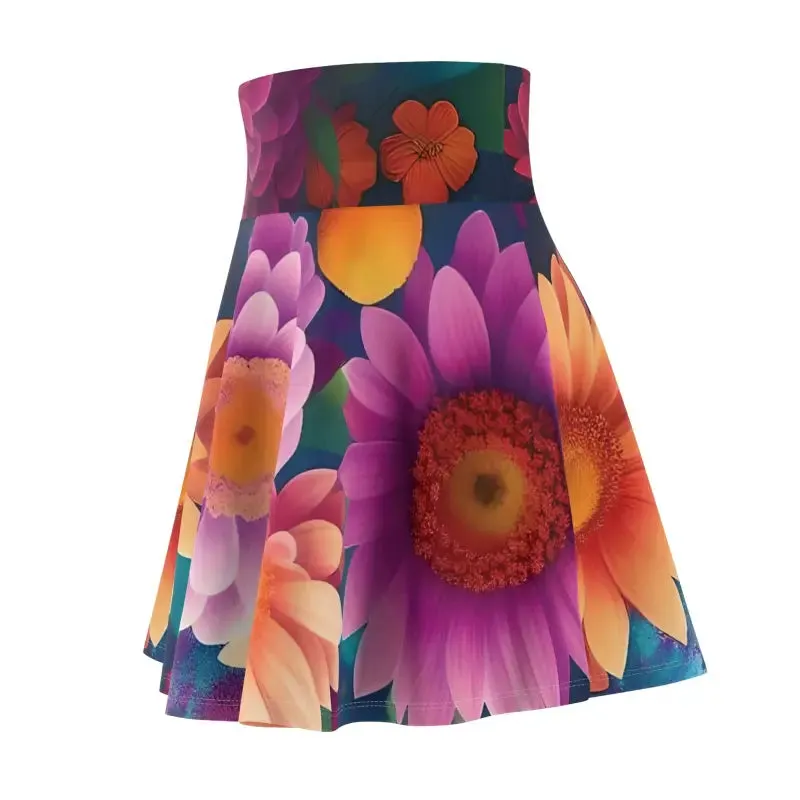 Large Vibrant Floral Skater Skirt for Women
