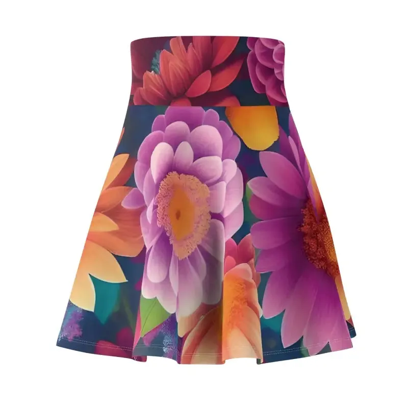 Large Vibrant Floral Skater Skirt for Women