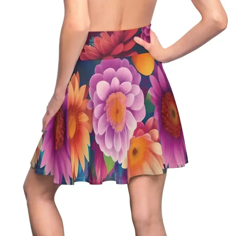 Large Vibrant Floral Skater Skirt for Women