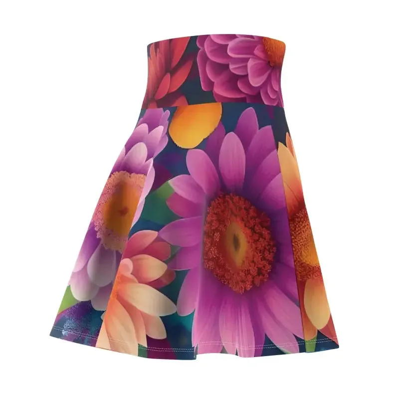 Large Vibrant Floral Skater Skirt for Women