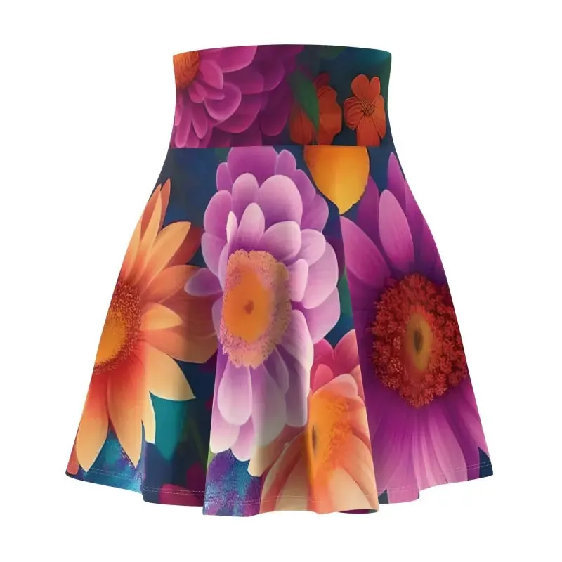 Large Vibrant Floral Skater Skirt for Women