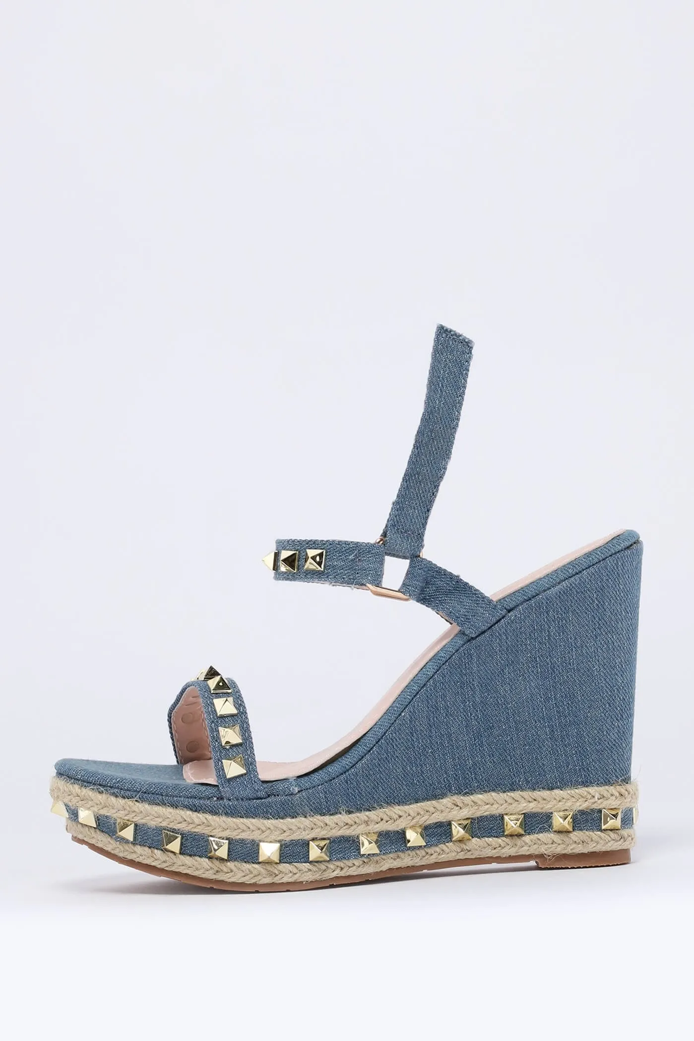 Light Blue Studded Wedge Sandal