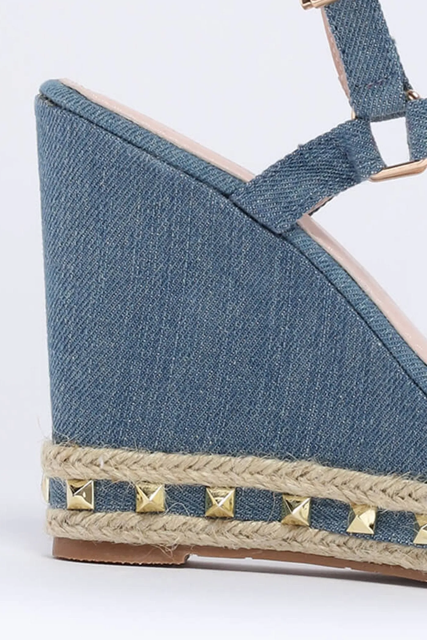 Light Blue Studded Wedge Sandal