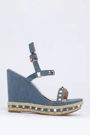 Light Blue Studded Wedge Sandal