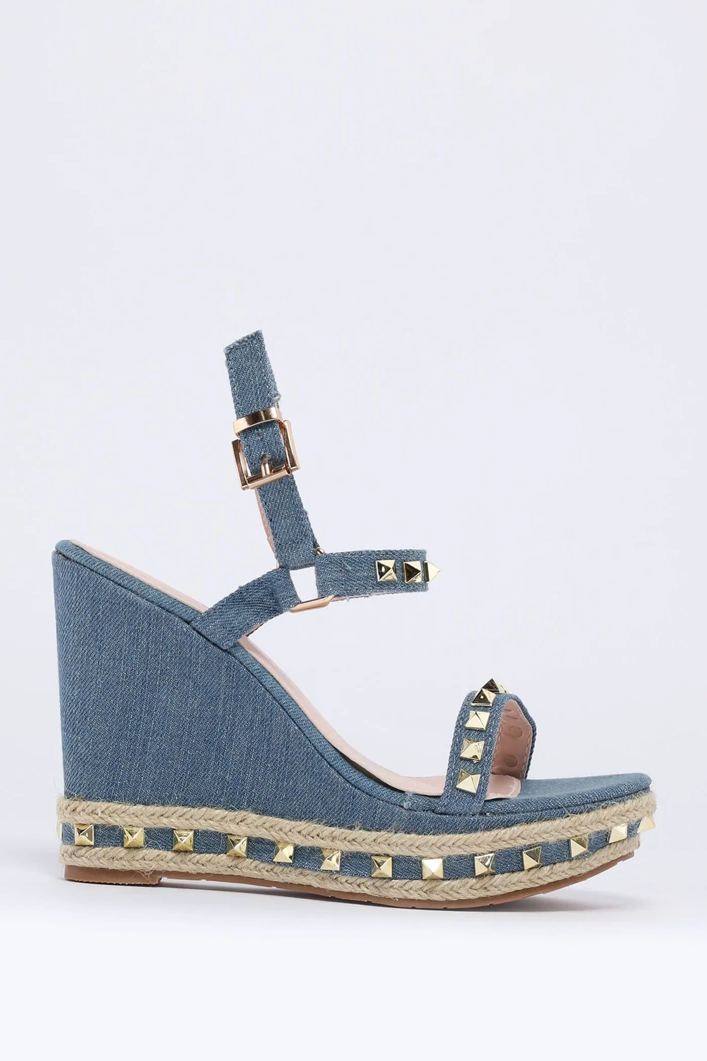 Light Blue Studded Wedge Sandal
