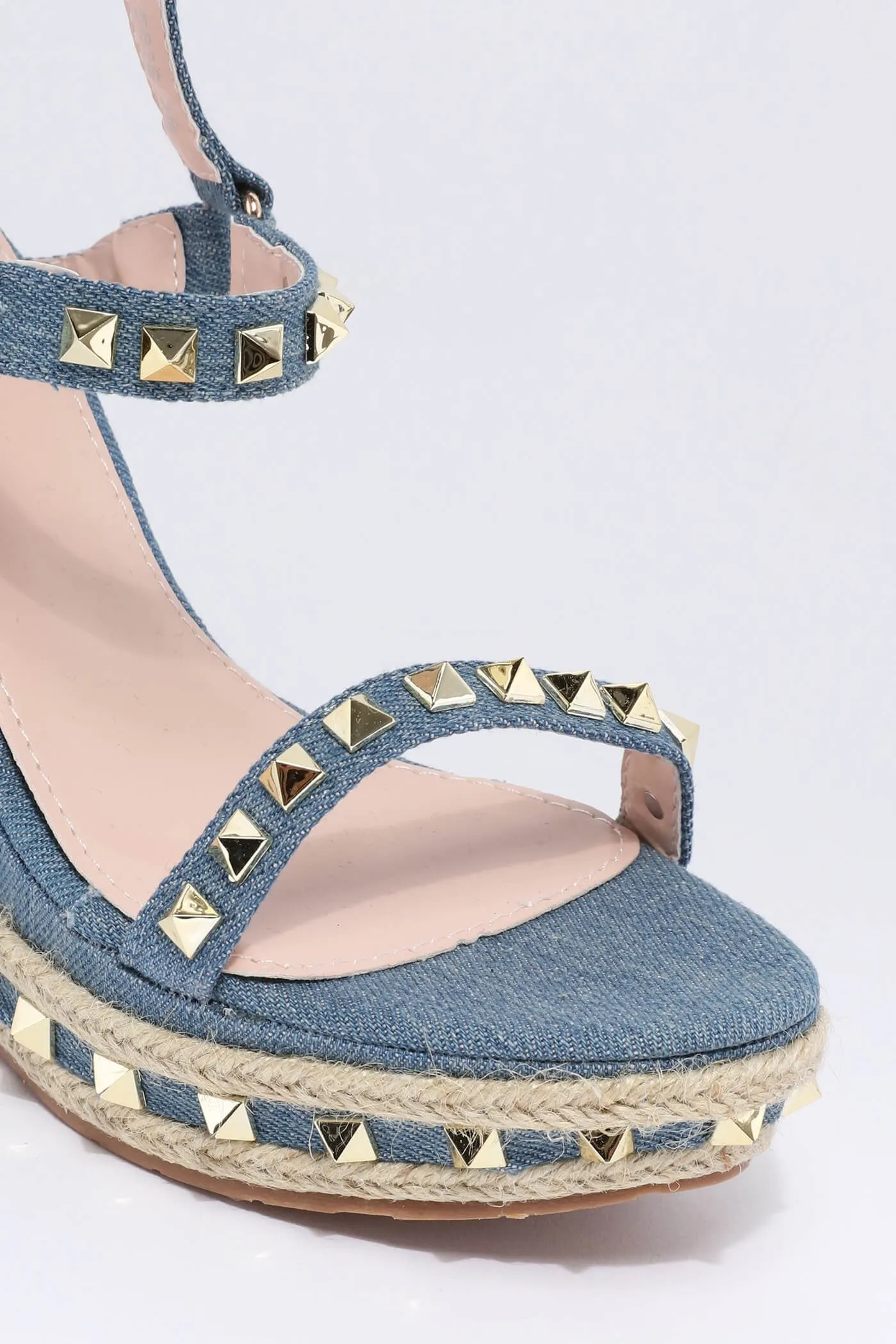 Light Blue Studded Wedge Sandal