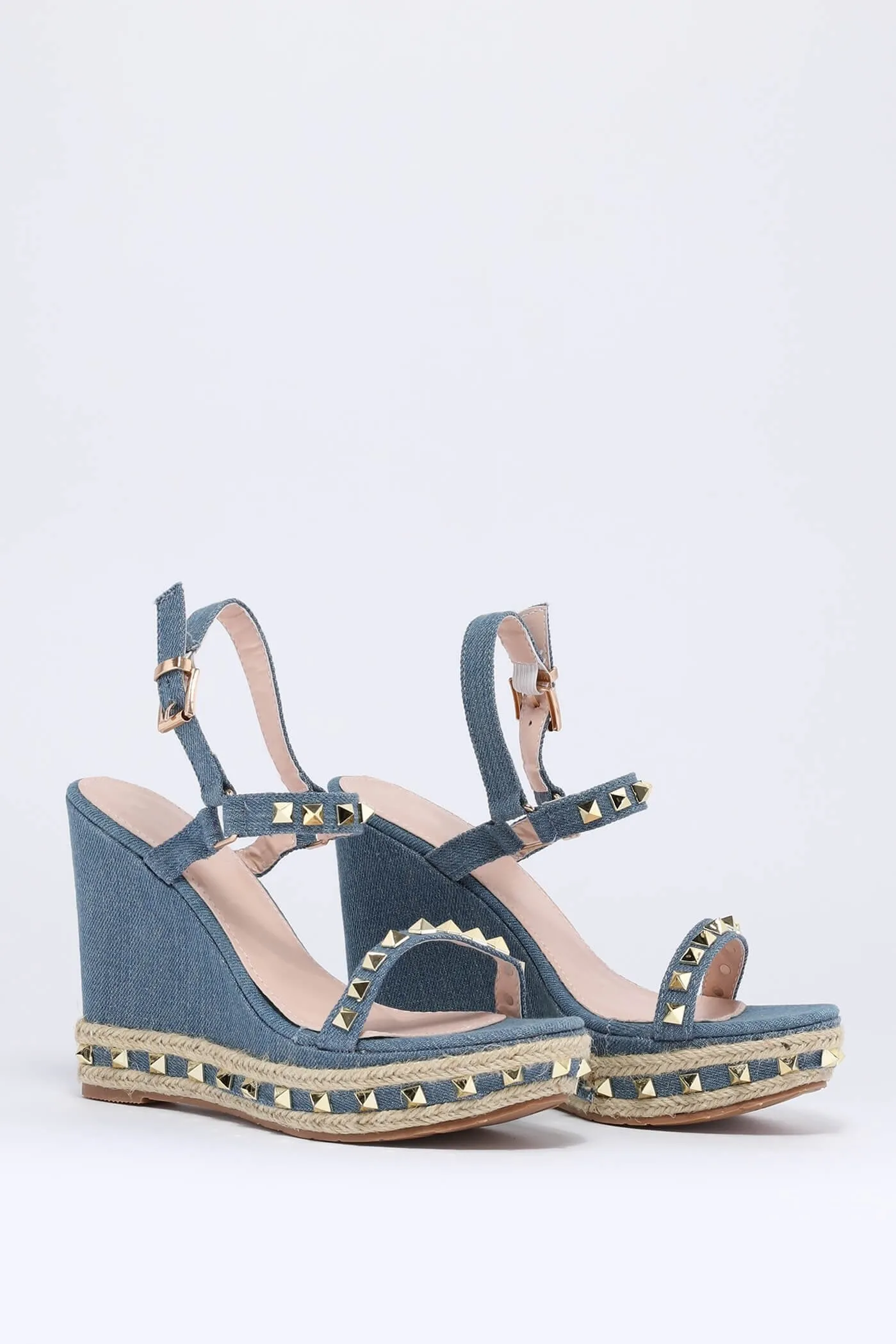 Light Blue Studded Wedge Sandal