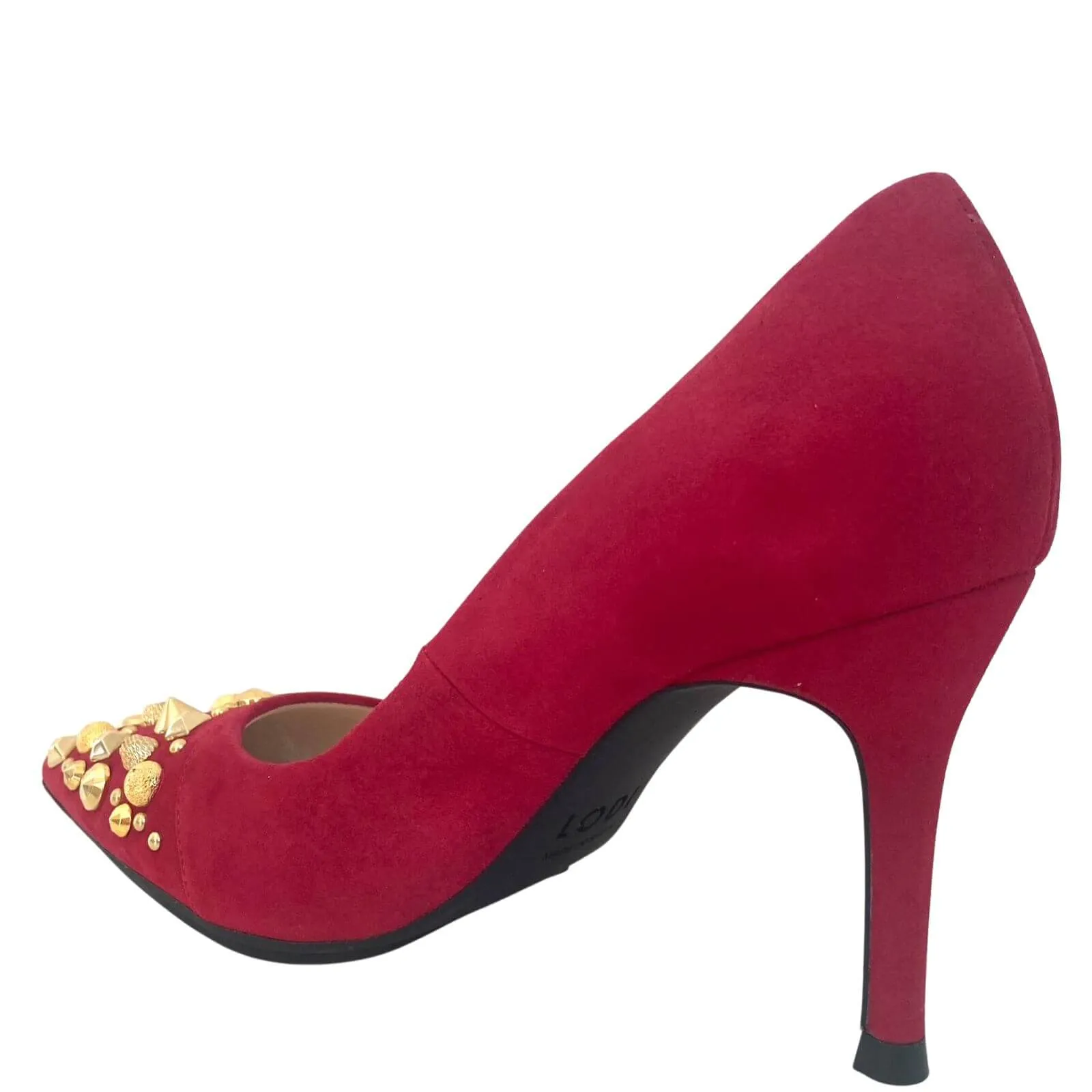 Lodi Sompo Deep Pink Suede Studded Stilettos