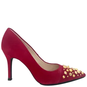 Lodi Sompo Deep Pink Suede Studded Stilettos