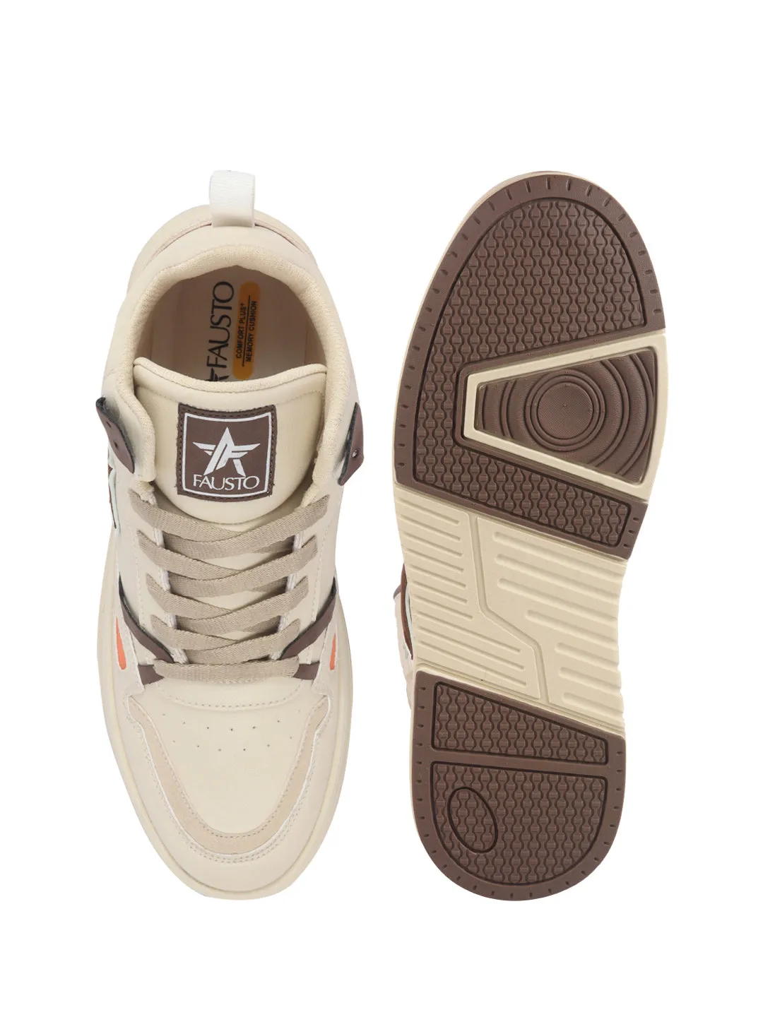 Men High Top Breathable Lace-Up Sneaker Shoes Chunky Streetwear Lightweight Casual Sneakers Memory Cushioned Insole