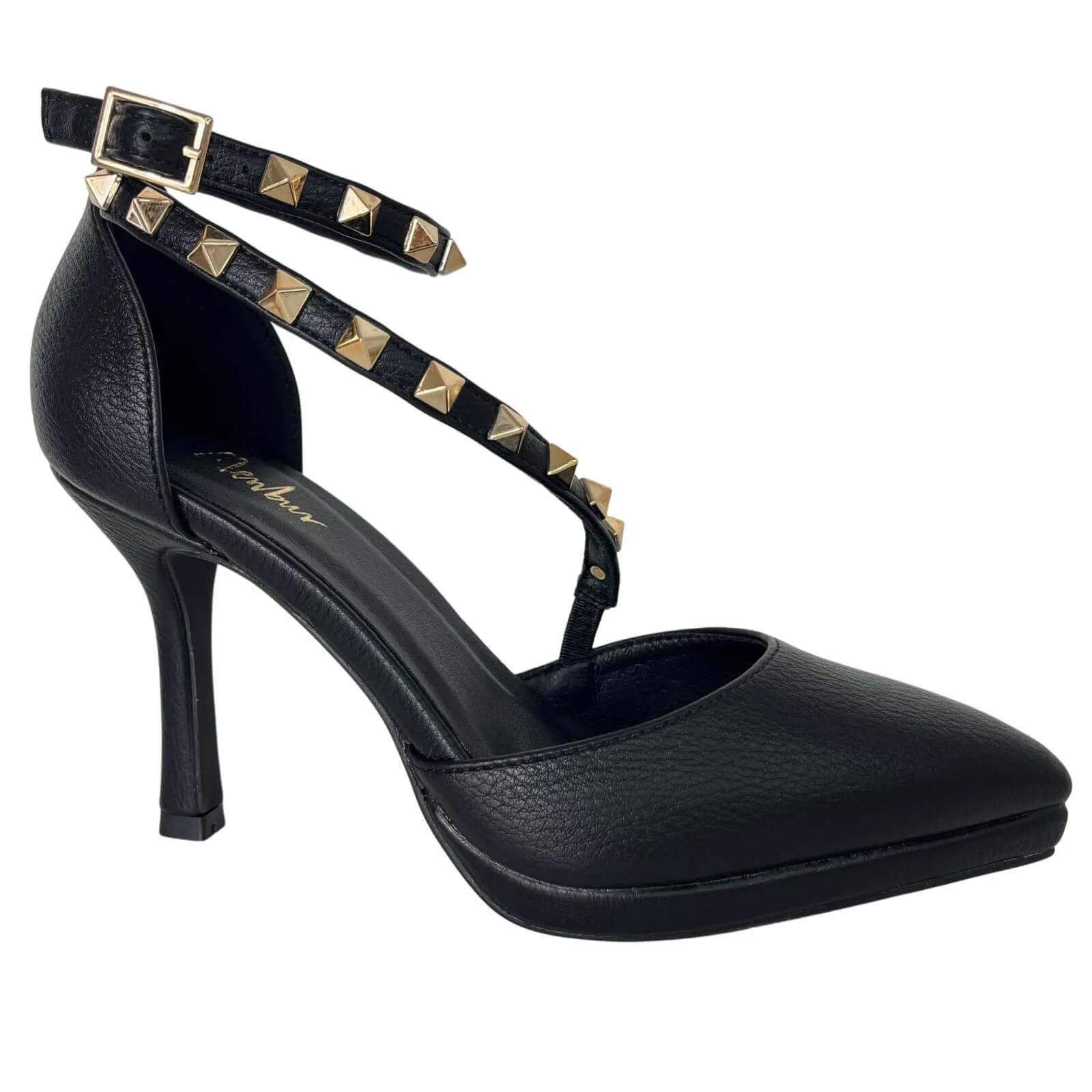 Menbur Black Studded Crossover Strap Shoes
