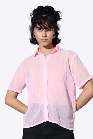 Mesh Sweet Pink Button Shirt