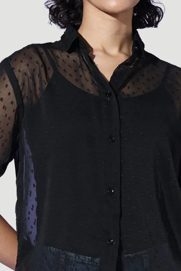 Mesh Sweet Pink Button Shirt